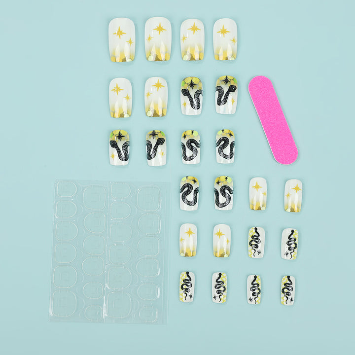 Artistic snake pattern artificial nails Bowlift