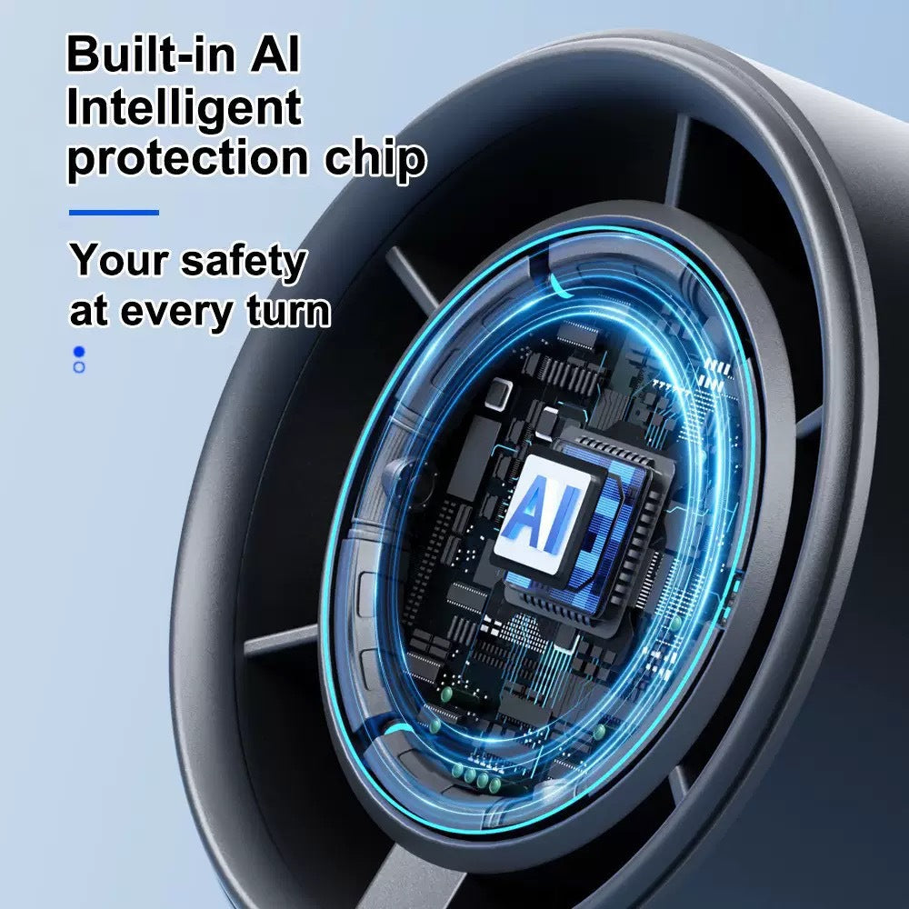 Cooling handheld bladeless personal fan with LED speed display and ultra-quiet brushless motor Bowlift