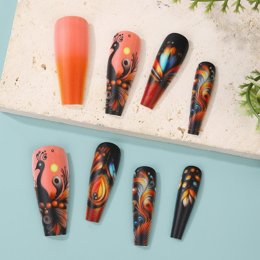 Creative Nail Art Set with Colorful Feather Designs Bowlift