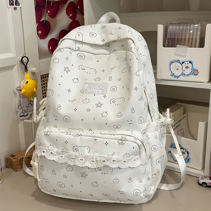 Playful Cartoon Patterned School Backpack Bowlift