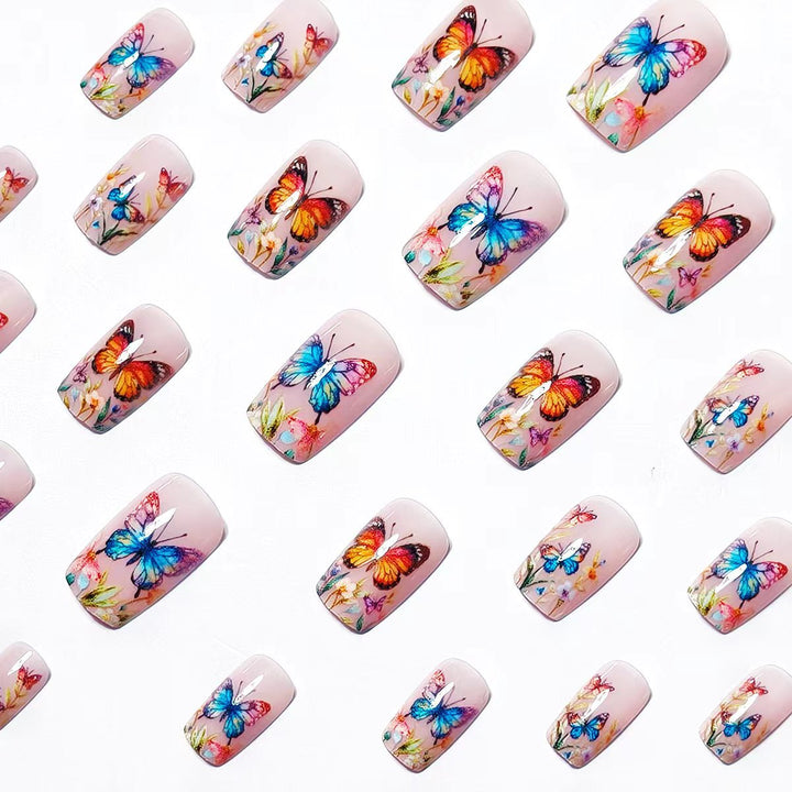 Creative Art Nails with Colorful Butterfly Design Bowlift