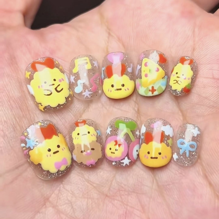 Cute Character Press-On Nail Art Set Bowlift