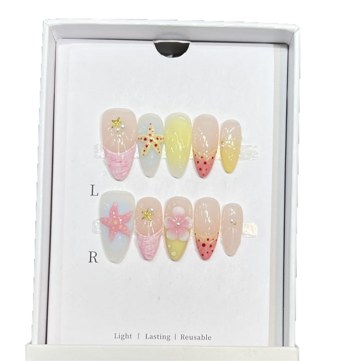 Summer-Inspired Press-On Nail Art Set Bowlift