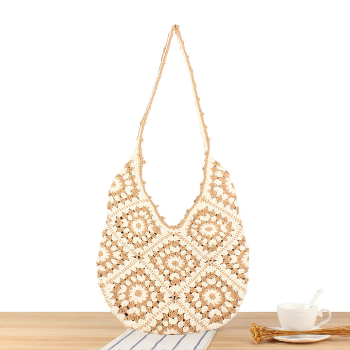 Handmade Macrame Shoulder Bag with Floral Patterns Bowlift