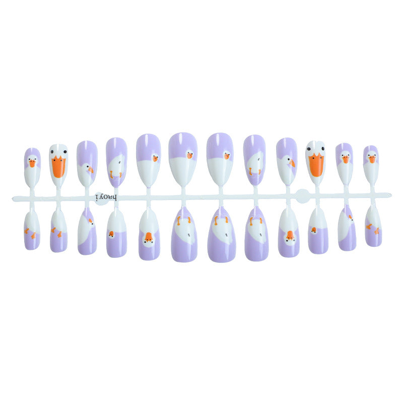 Artistic Cartoon-Themed Press-On Nail Art Set Bowlift