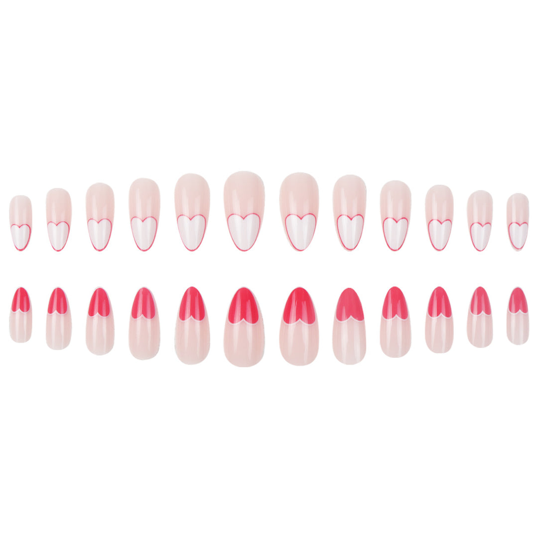 Heart-Design Stiletto Press-On Nails Bowlift 1789085993