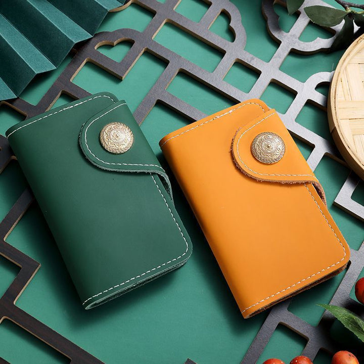 Luxury Leather Snap Closure Card Holder Bowlift