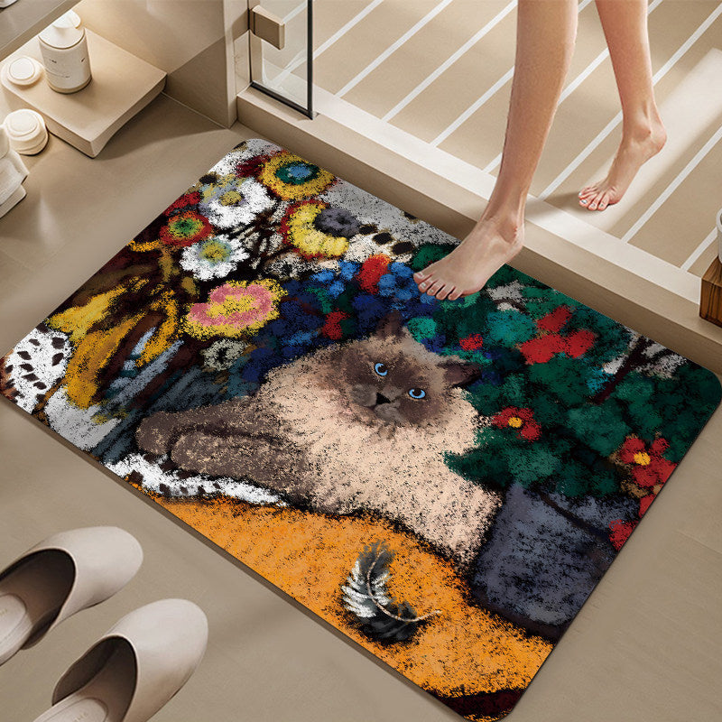 Cartoon Cat-Themed Bath Mat Bowlift