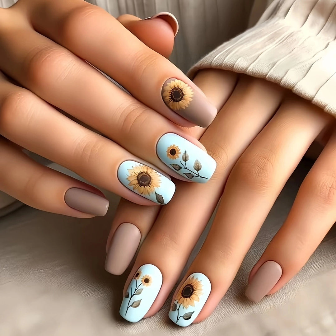 Floral Art Acrylic Nail Set Bowlift