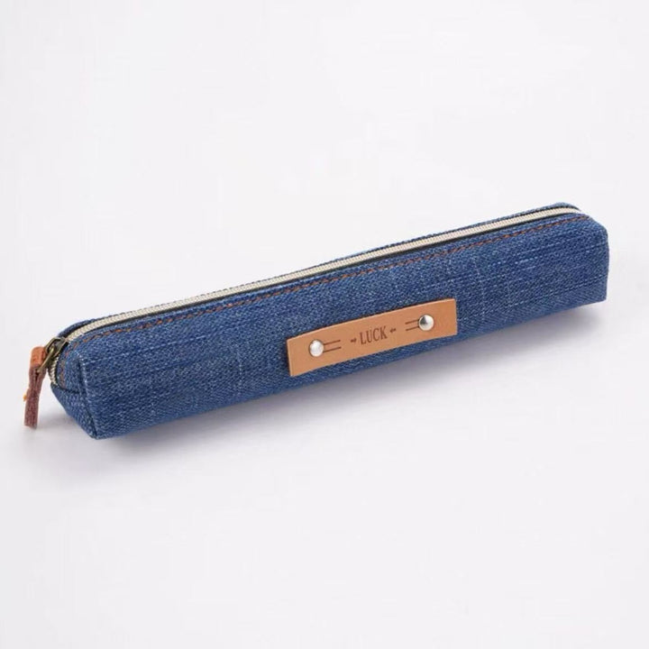 Slim Canvas Zipper Pencil Case with Leather Tag Bowlift