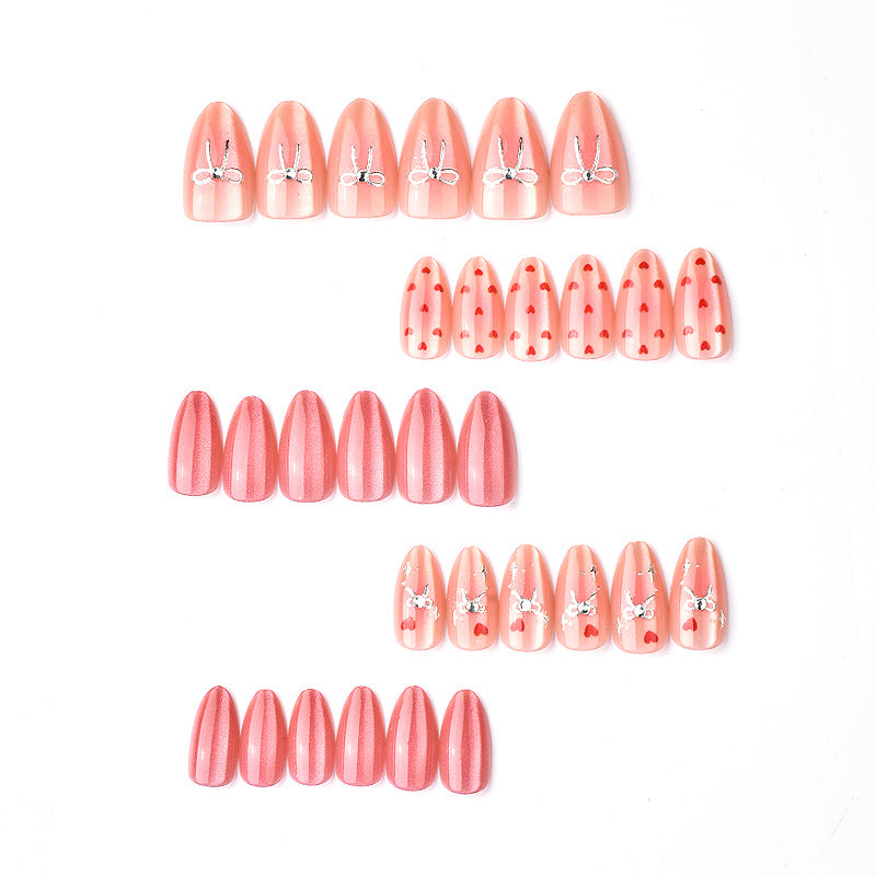 Heart-Themed Artistic Press-On Nail Set Bowlift