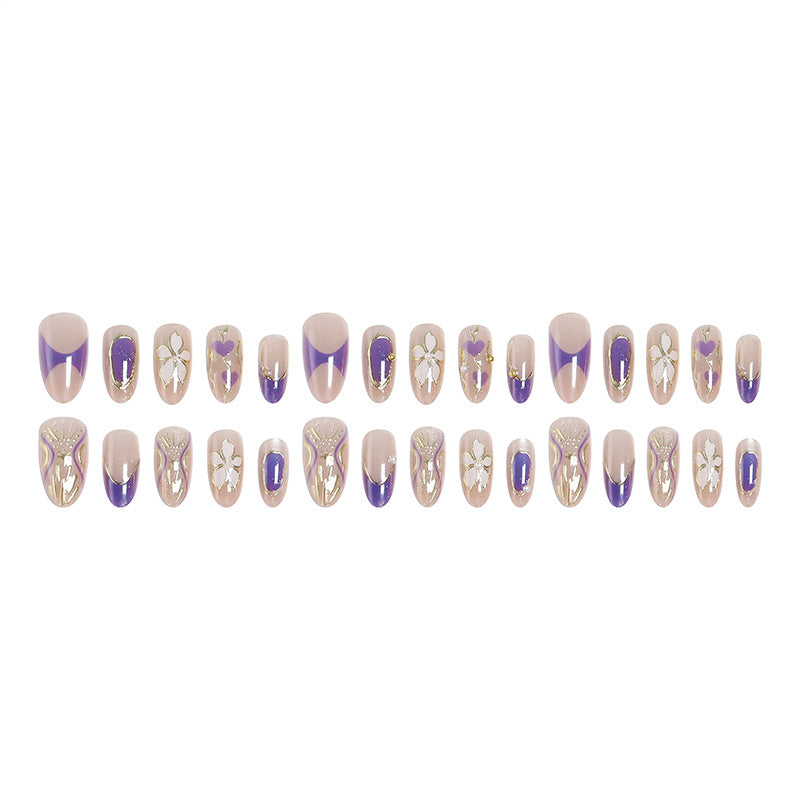 Elegant artificial nails with floral design and color accents Bowlift