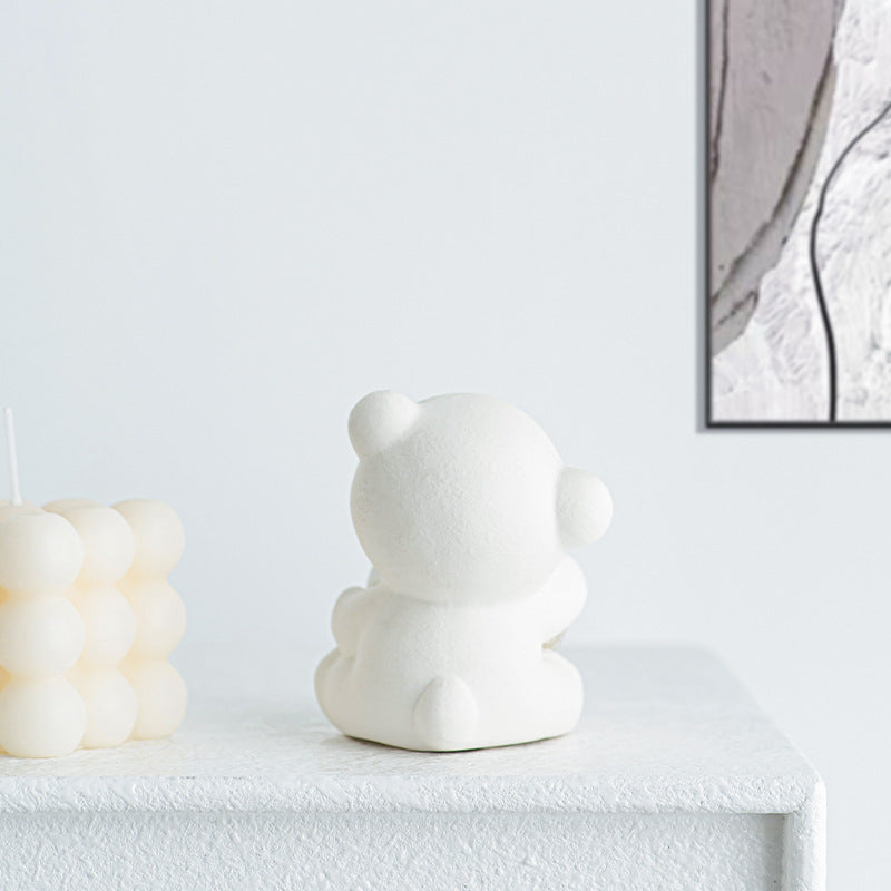 Kawaii Bear Figurine with Heart Bowlift