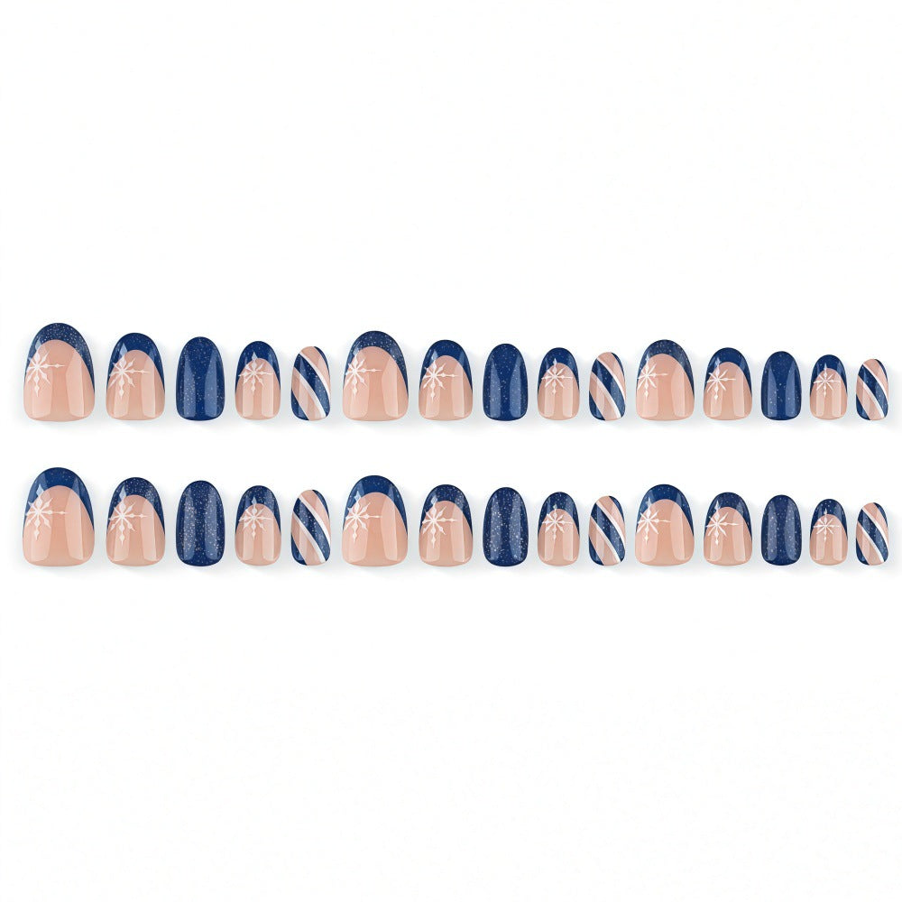 Artificial nails with sparkling blue and floral design Bowlift