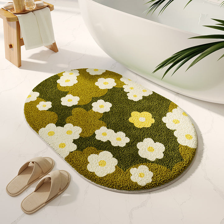 Soft Floral Bath Rug Bowlift
