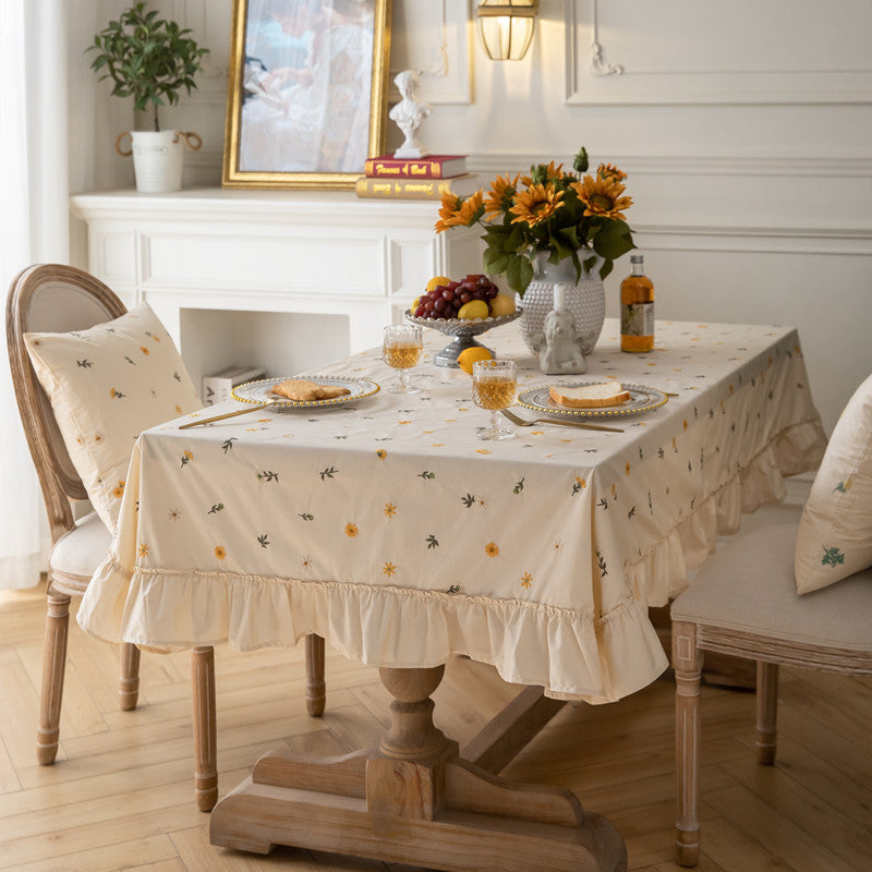 Embroidered Floral Design Table Cover
