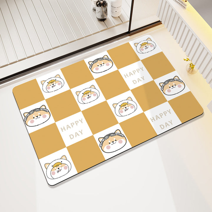 Cute Cartoon Pet-Themed Bath Mat Bowlift