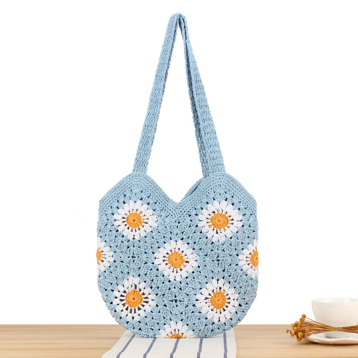 Handcrafted shoulder bag with floral crochet work Bowlift