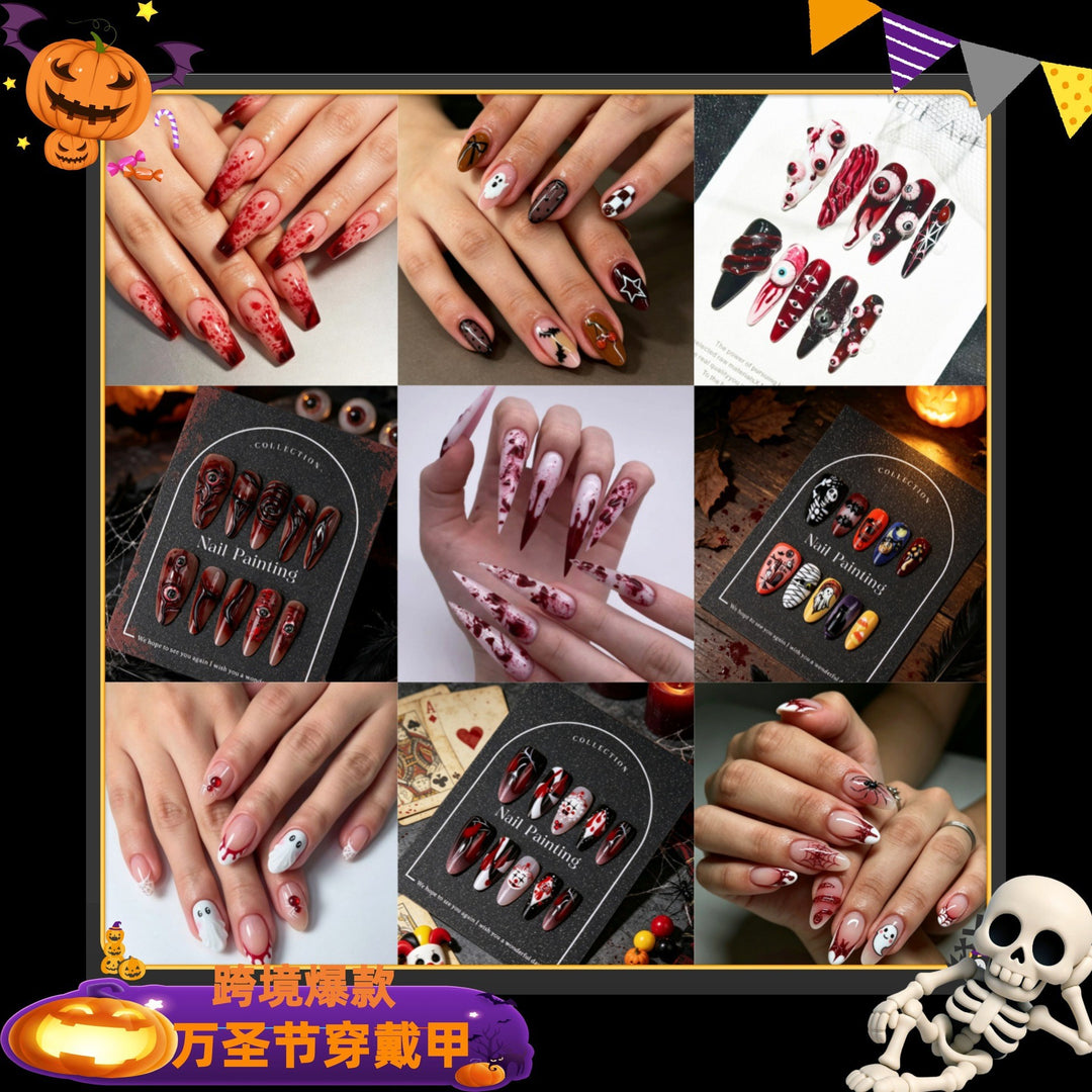 Halloween-Themed Press-On Nail Art Set Bowlift