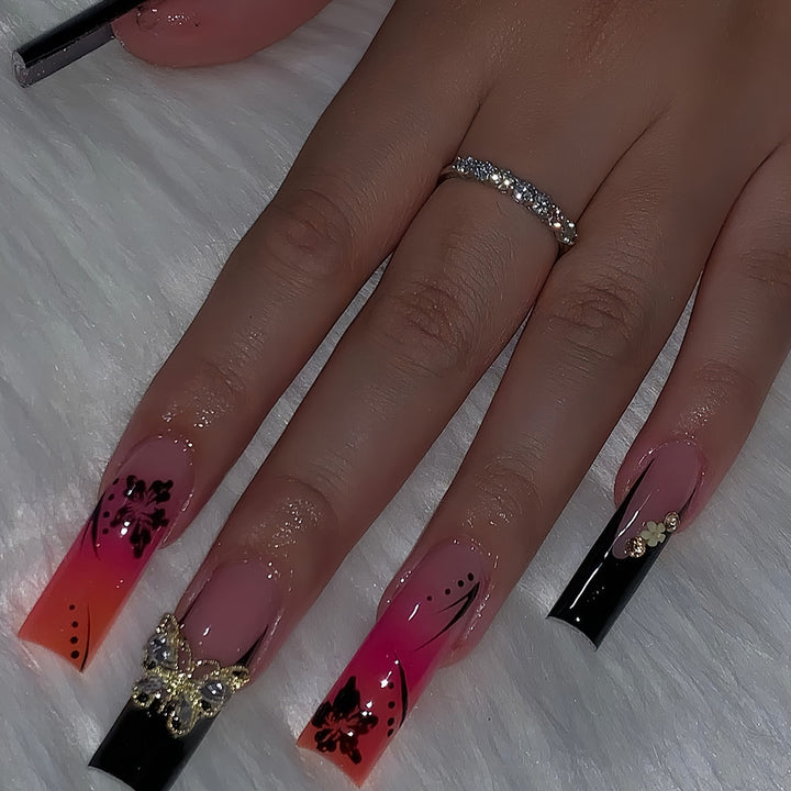Premium 3D Floral Press-On Nail Art Bowlift