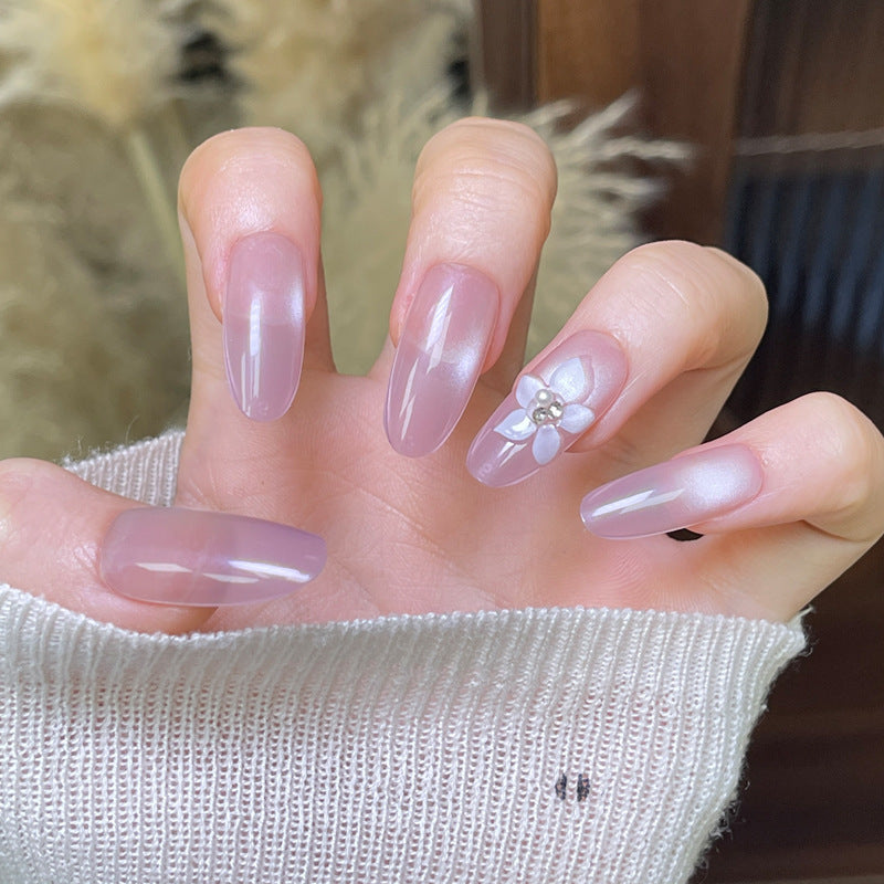 Elegant Floral-Designed Press-On Nails Bowlift