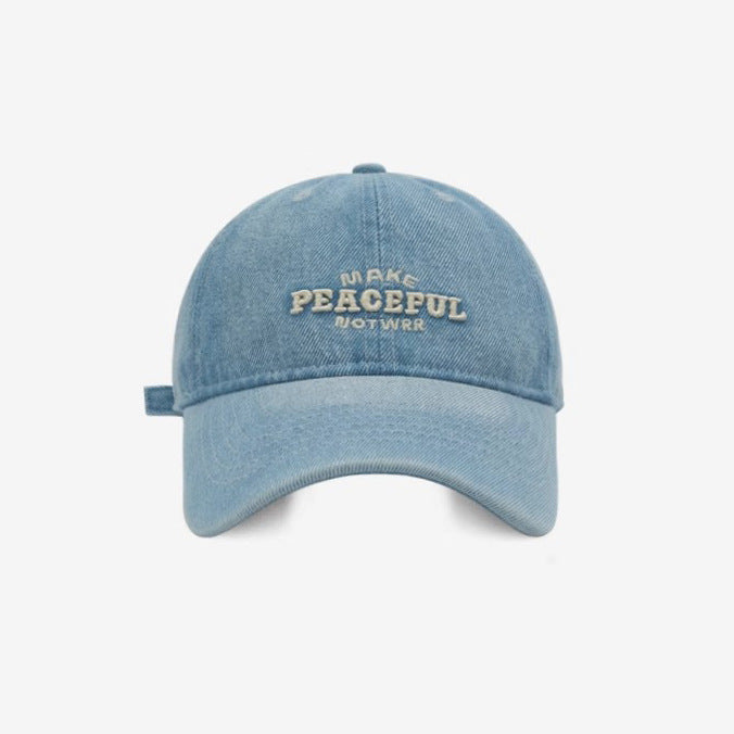 Women's Distressed Denim Embroidered Cap Bowlift