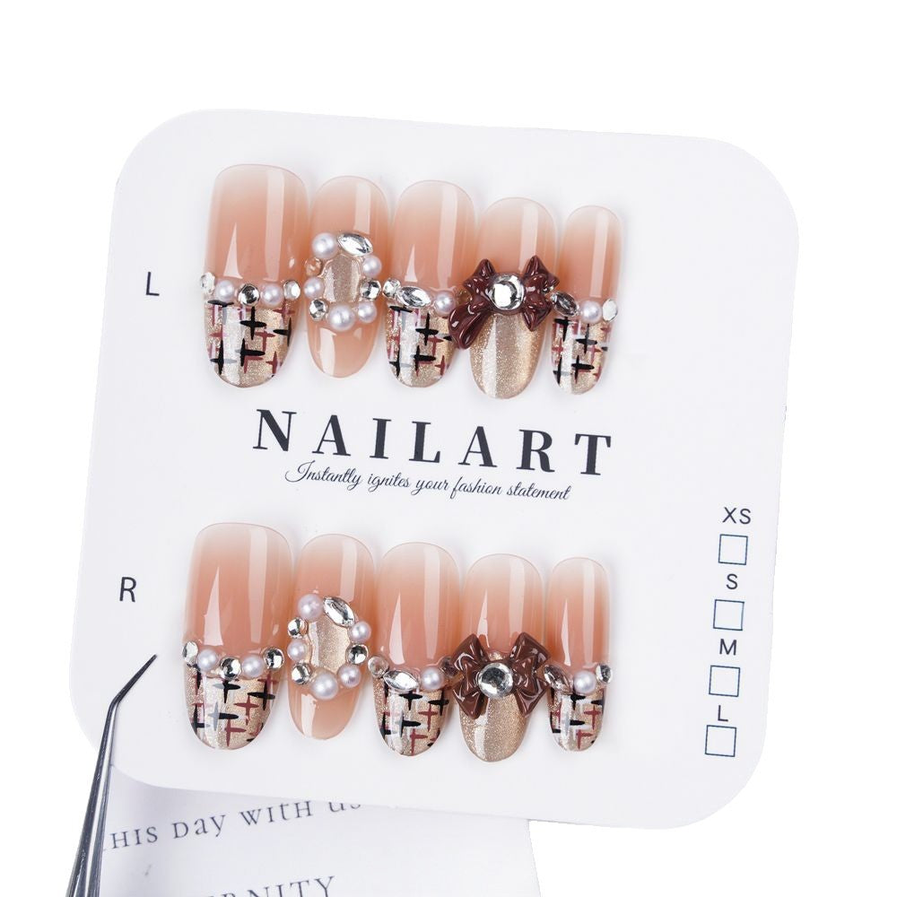 Artistic Stiletto Press-On Nail Set with Floral Embellishments Bowlift