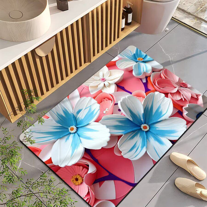 Floral-Themed Non-Slip Bath Mat Bowlift
