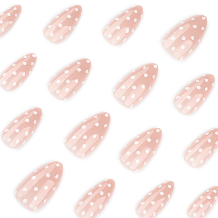 Artful Nail Extensions with Delicate Dots Bowlift