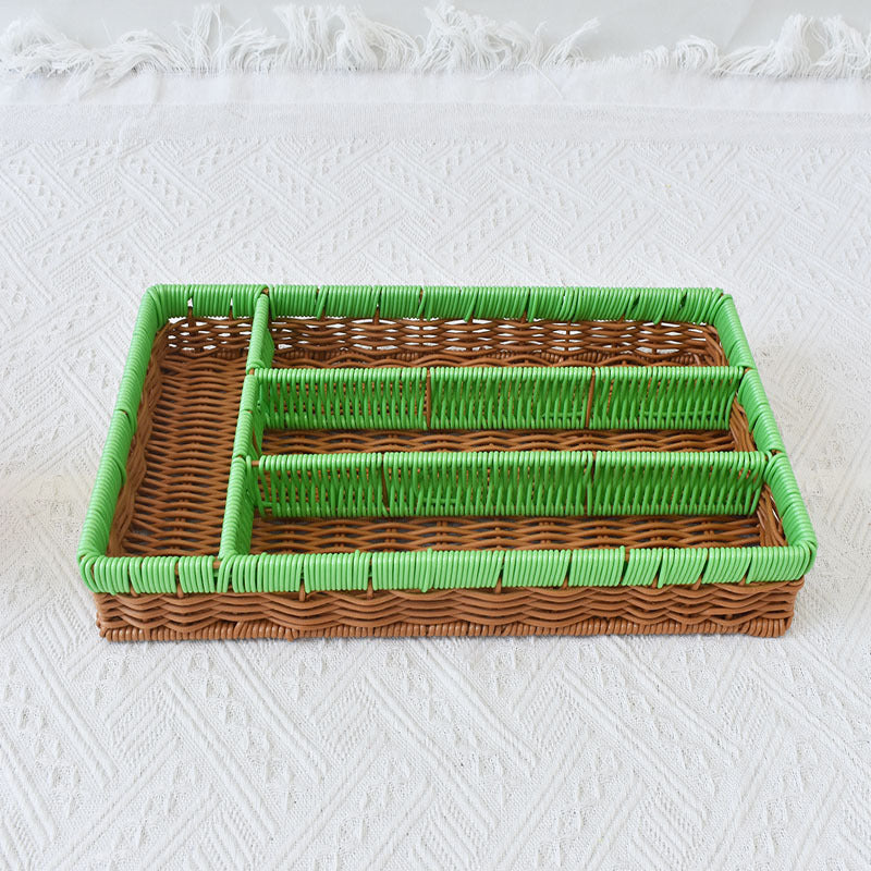Stylish Multi-Compartment Woven Storage Organizer Bowlift