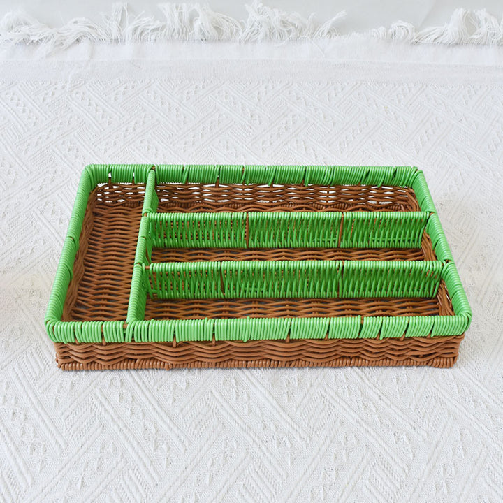 Stylish Multi-Compartment Woven Storage Organizer Bowlift
