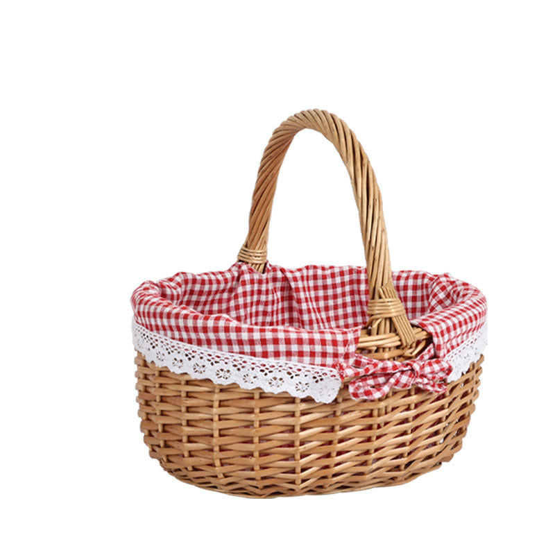 Women’s picnic basket with romantic checkered pattern and removable lining Bowlift