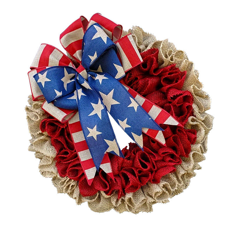 Unisex nan rustic burlap spring wreath with daisy ornament and gingham bow Bowlift