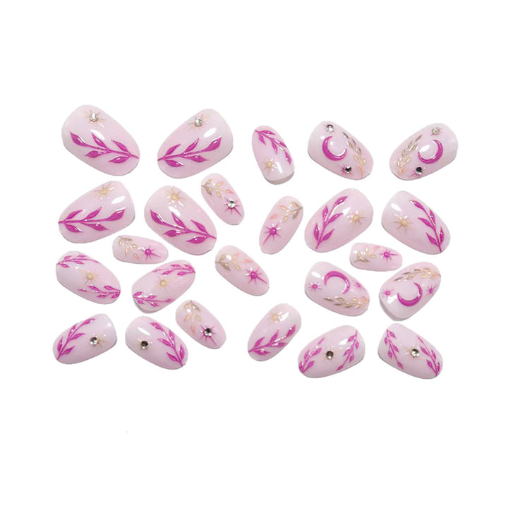 Artificial nails with floral 3D design and glitter accents Bowlift