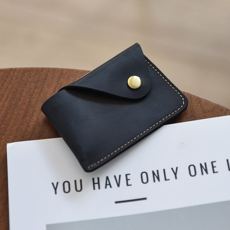 Premium Leather Buttoned Cardholder Bowlift