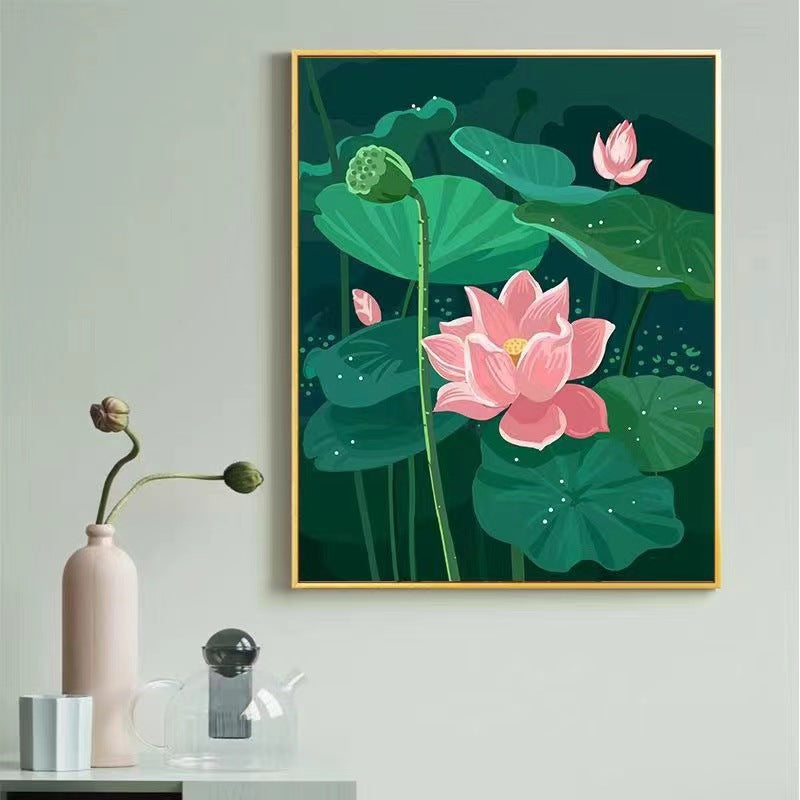 Contemporary Lotus Floral Canvas Art Print Bowlift