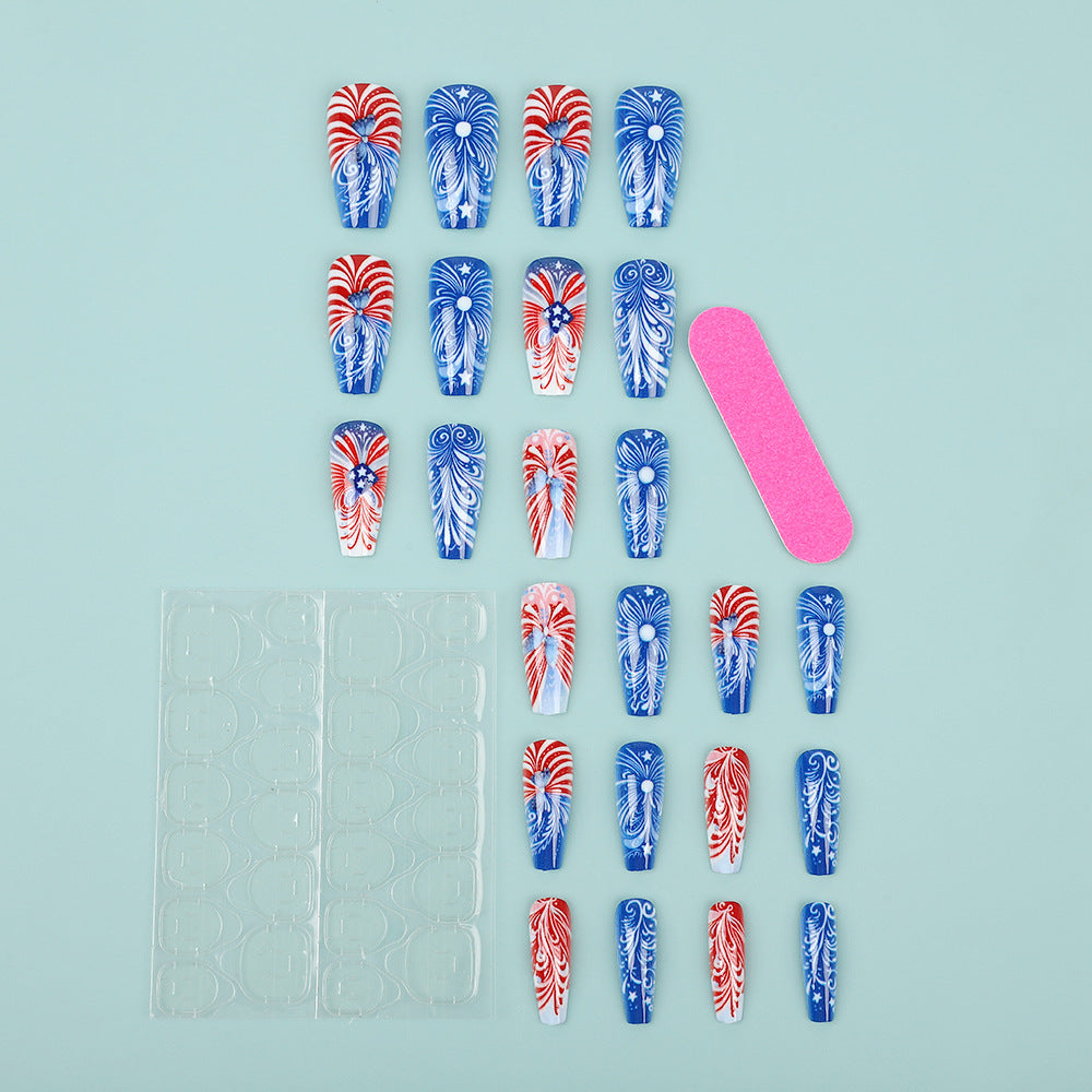 Creative acrylic nails with patriotic patterns Bowlift