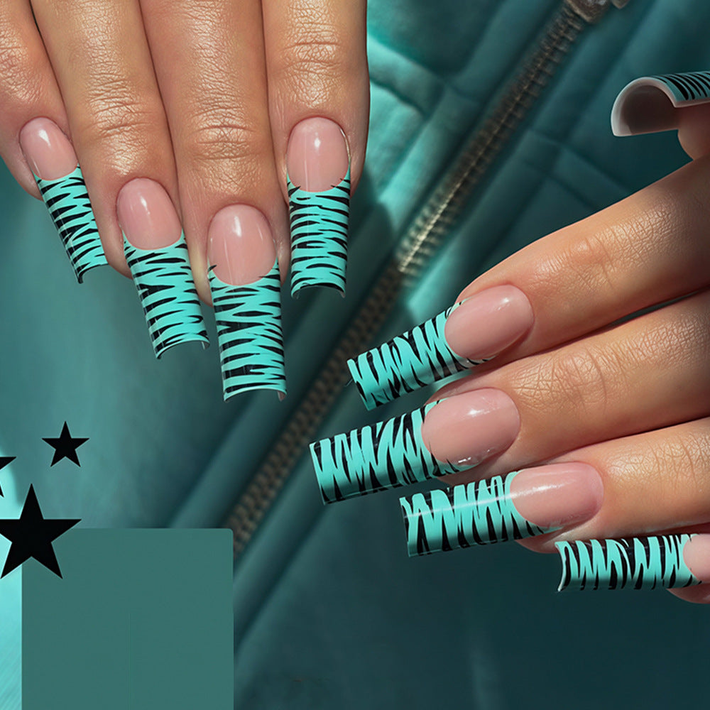 Artistic Long French Tip Nail Art Wraps Bowlift