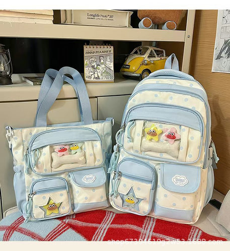 Multi-Pocket School Backpack and Tote Bag Set Bowlift