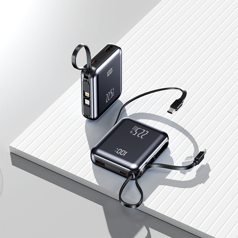 Portable power bank with digital display and integrated cable management Bowlift