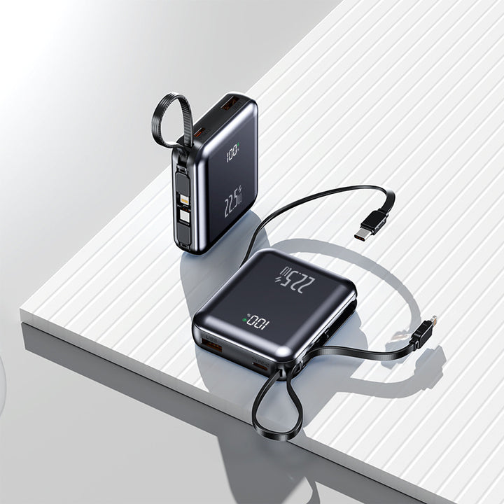 Portable power bank with digital display and integrated cable management Bowlift