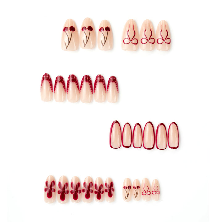Artificial nails with floral design and elegant accents Bowlift