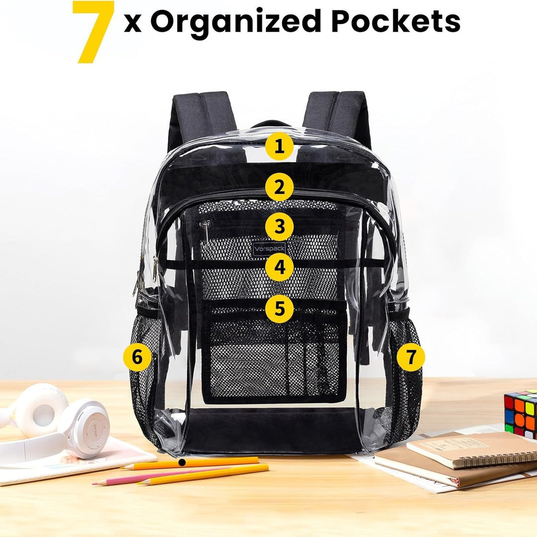 Transparent school bag with breathable mesh pockets Bowlift