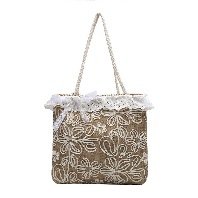 Elegant and Lightweight Handbag with Lace Edge Bowlift