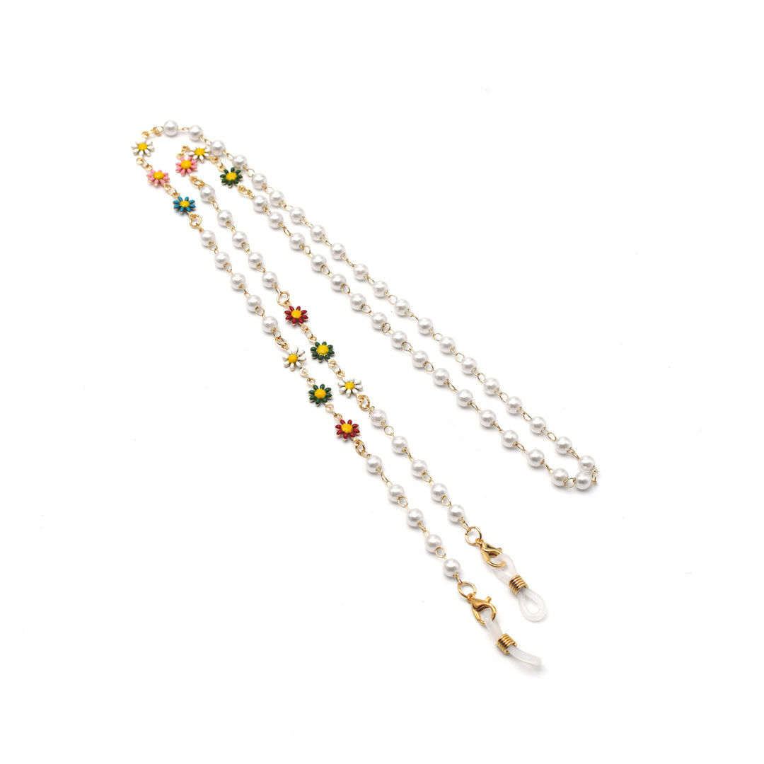 Elegant Pearl and Colorful Gemstone Eyewear Chain Bowlift