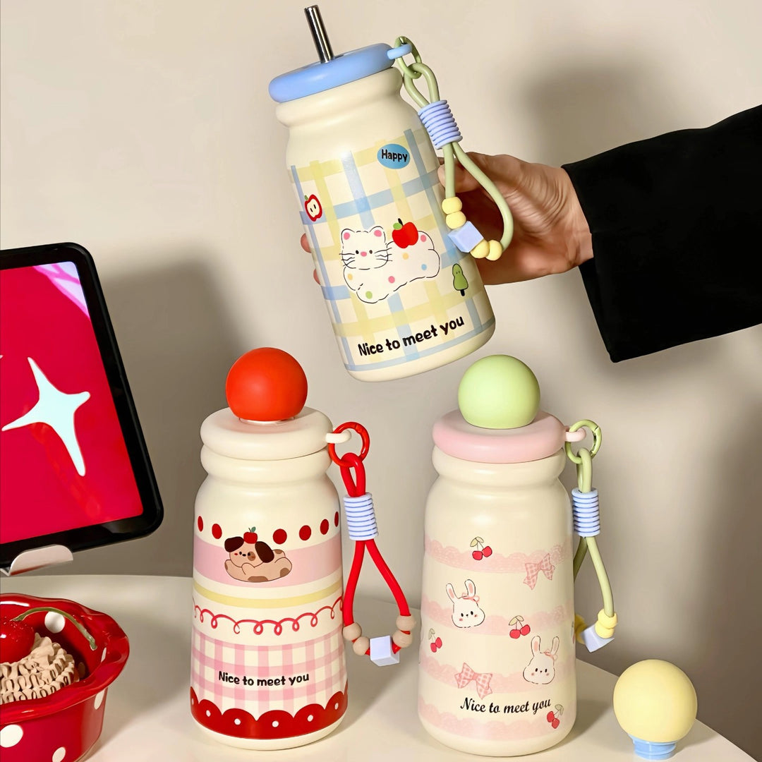 Women's Insulated Water Bottle with Playful Dog Design Bowlift