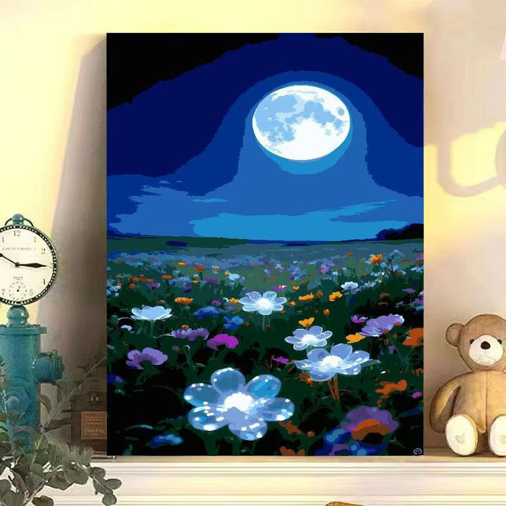 Nighttime Floral Landscape Canvas Art Bowlift