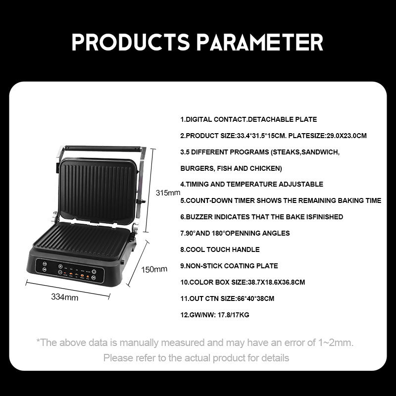 Versatile Electric Grill Press with Adjustable Temperature Control Bowlift
