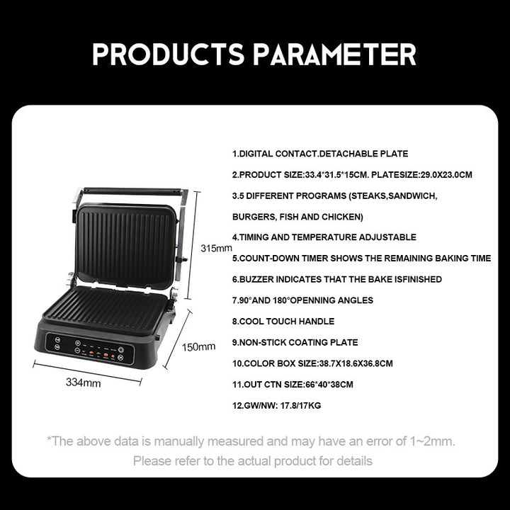 Versatile Electric Grill Press with Adjustable Temperature Control Bowlift