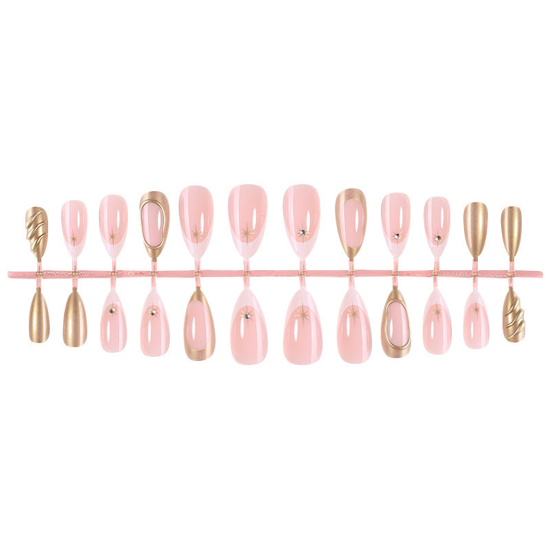 Elegant artificial nail set with golden accents Bowlift